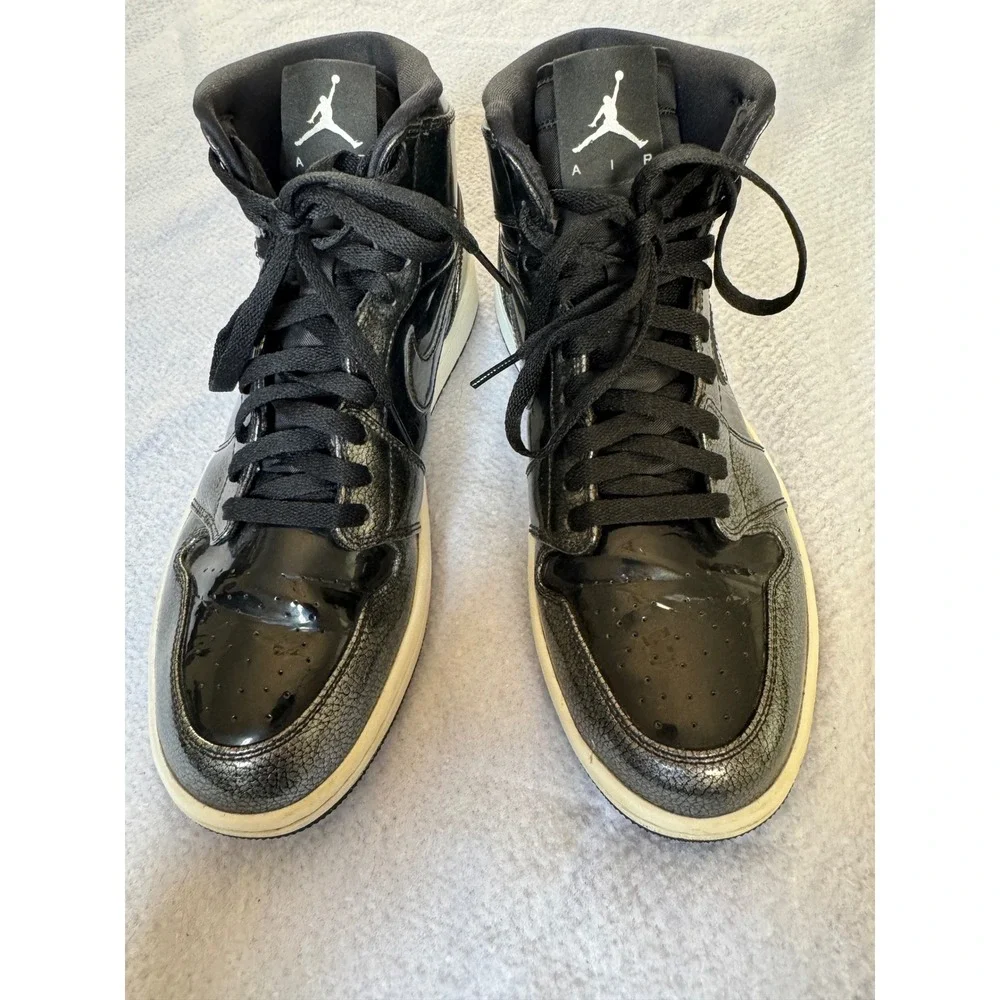 Nike Air Jordan 1 Retro High Black Metallic Silver Sneakers 332550-017 Mens 10